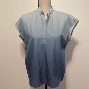 Figs Scrubs Blue Gradient Short Sleeve Blouse